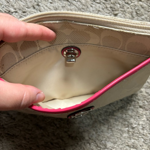 Coach Classic Monogram Wristlet with Pink Detailing Purse Wristlet - Picture 8 of 9